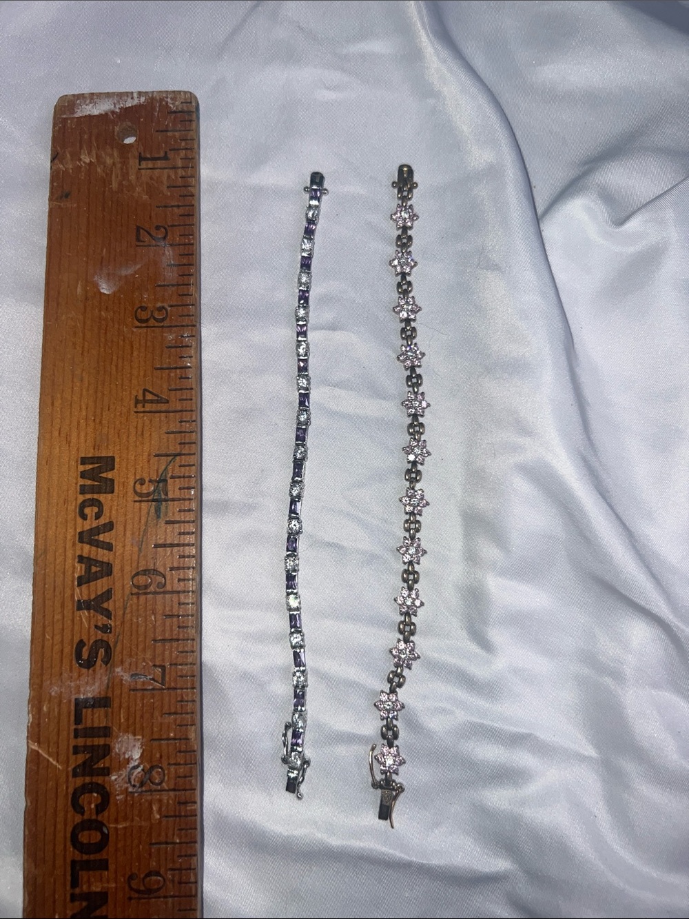 Silver-Tone Crystal Flower Tennis Bracelet - Sparkling Clear Stones